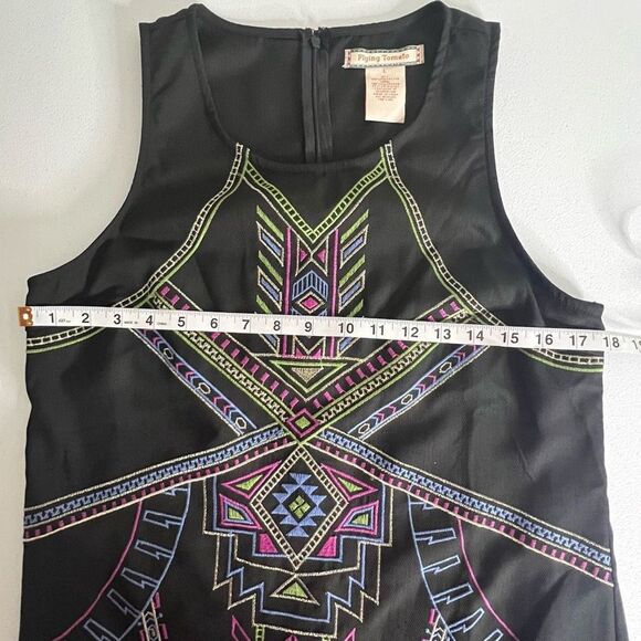 Flying Tomato Multicolor Embroidered Aztec Sleeveless Mini Dress Size‎ Large - Picture 9 of 10